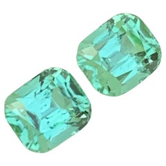 Gema natural suelta de turmalina seafoam de 2,85 quilates, en forma de cojín