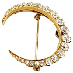 2.85 Carat Old European Cut Diamond Crescent Pin