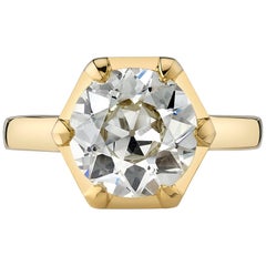 2.85 Carat Old European Cut Diamond Set in an 18 Karat Yellow Gold Ring