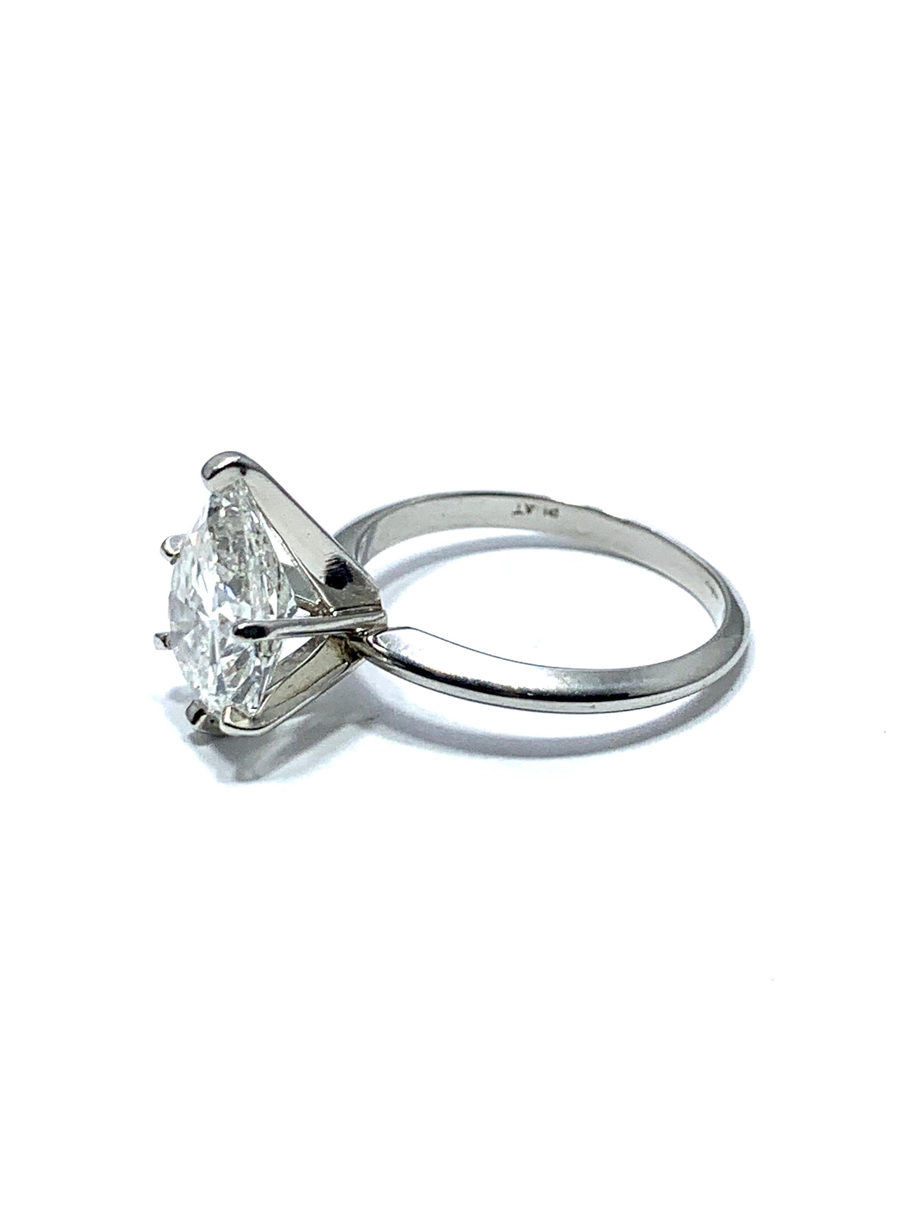 Modern 2.85 Carat Pear Shape Diamond and Platinum Solitaire Ring