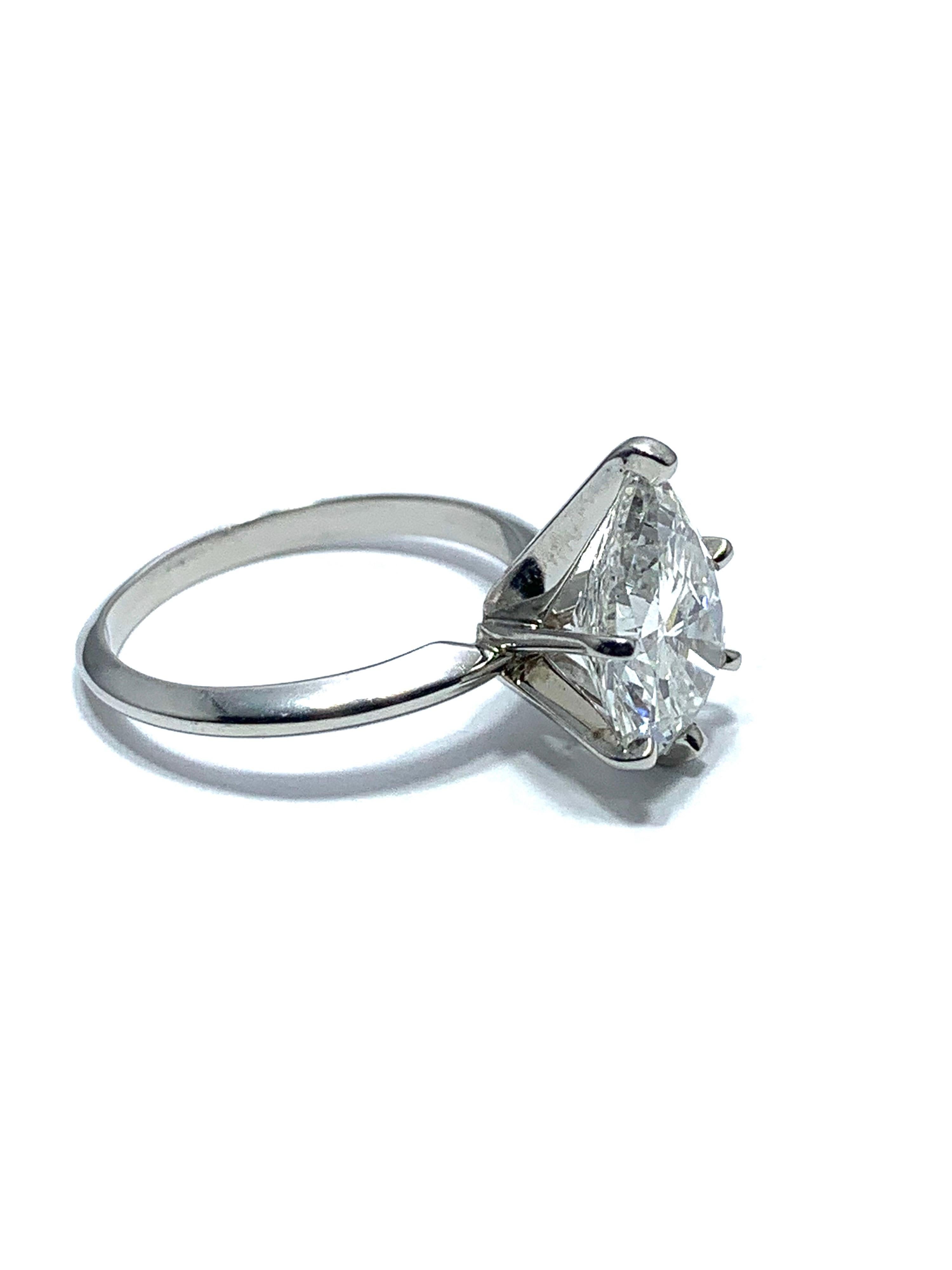 Pear Cut 2.85 Carat Pear Shape Diamond and Platinum Solitaire Ring