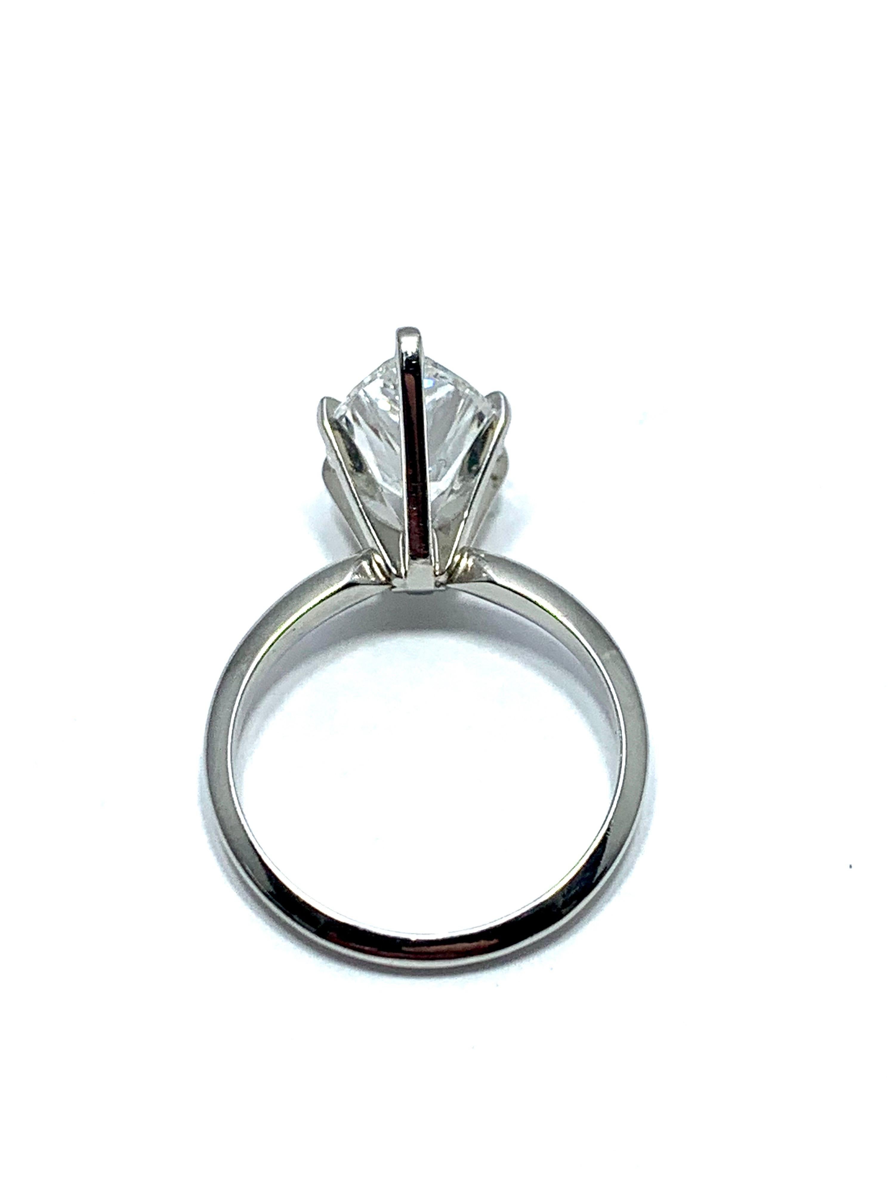 2.85 Carat Pear Shape Diamond and Platinum Solitaire Ring In Excellent Condition In Chevy Chase, MD