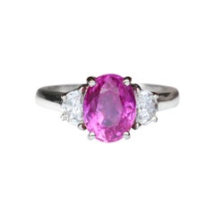 Vintage 2.85 Carat Pink Sapphire and Diamond Platinum Cocktail Ring Estate Fine Jewelry