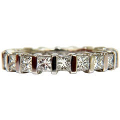 2.85 Carat Princess Diamonds Eternity Ring H/VS 14 Karat 7.25 Channel Sharing