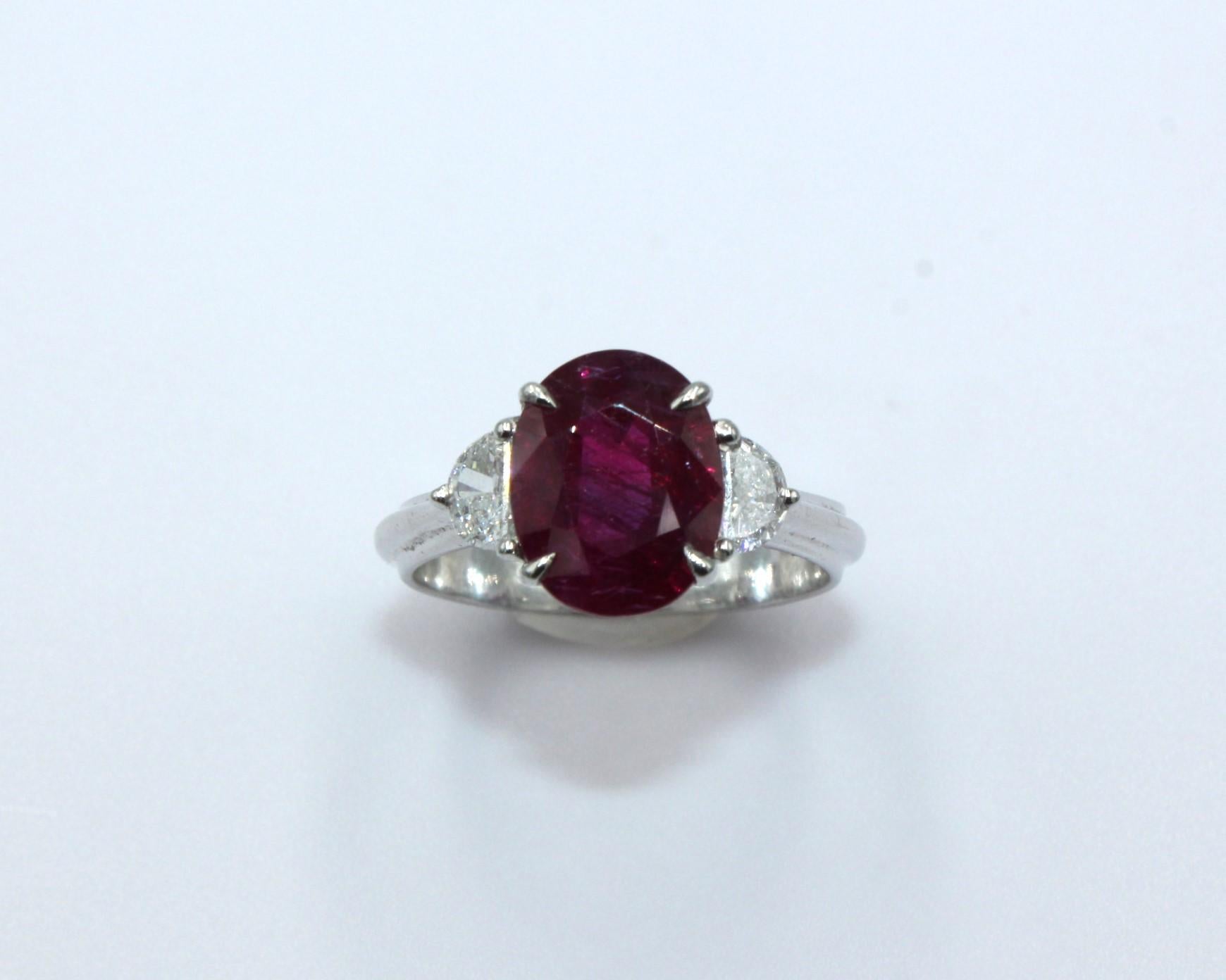 Boucle d'oreille rubis et diamant de 2,85 carats sans chaleur en vente 1