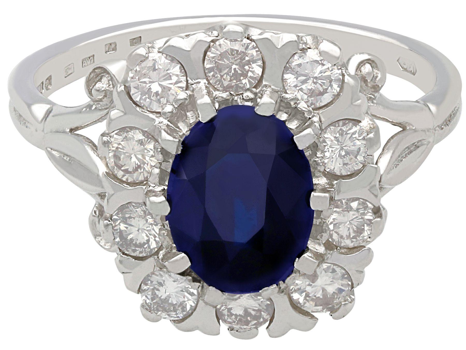 2.85 Carat Sapphire and Diamond White Gold Cocktail Ring In Excellent Condition In Jesmond, Newcastle Upon Tyne