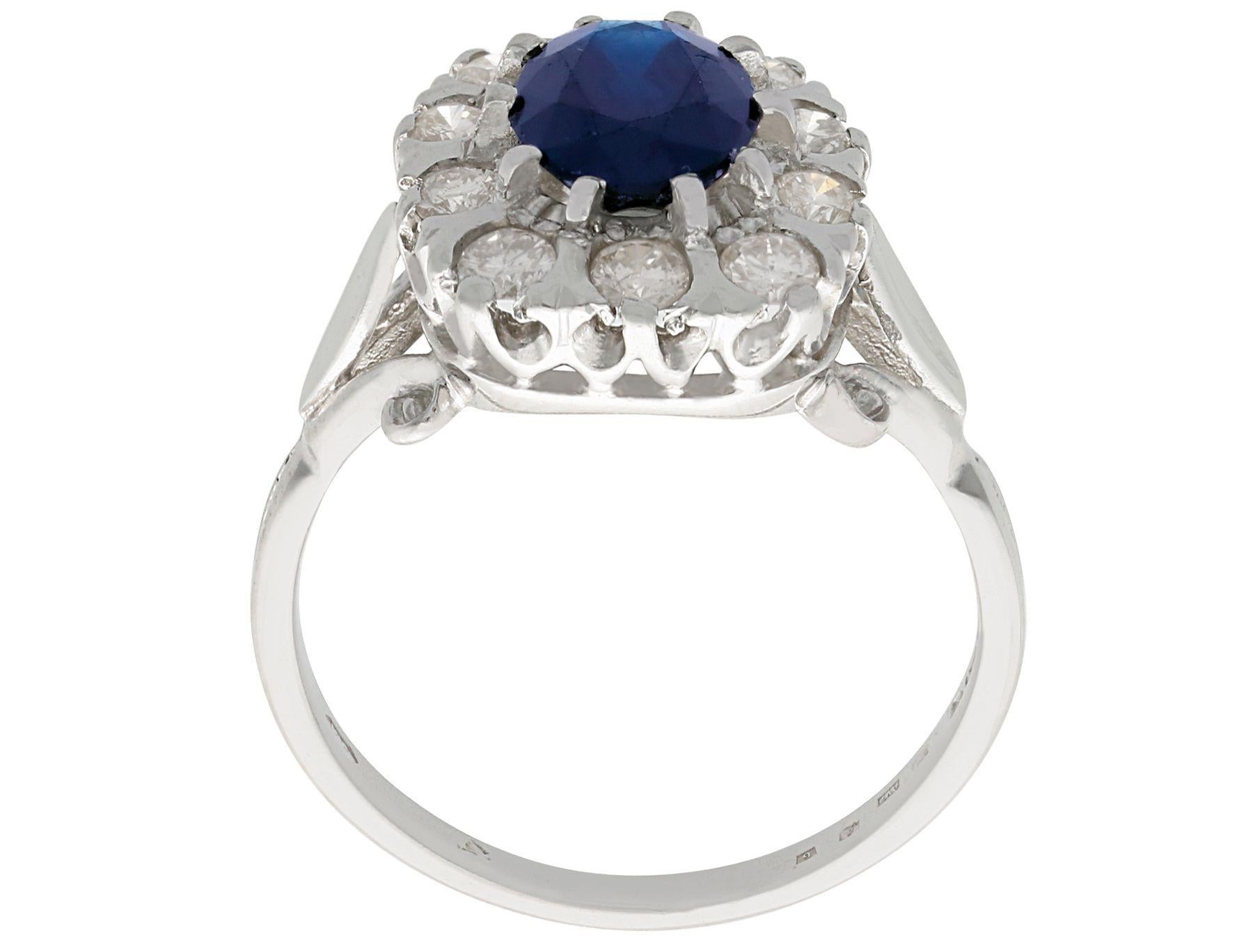 Women's 2.85 Carat Sapphire and Diamond White Gold Cocktail Ring