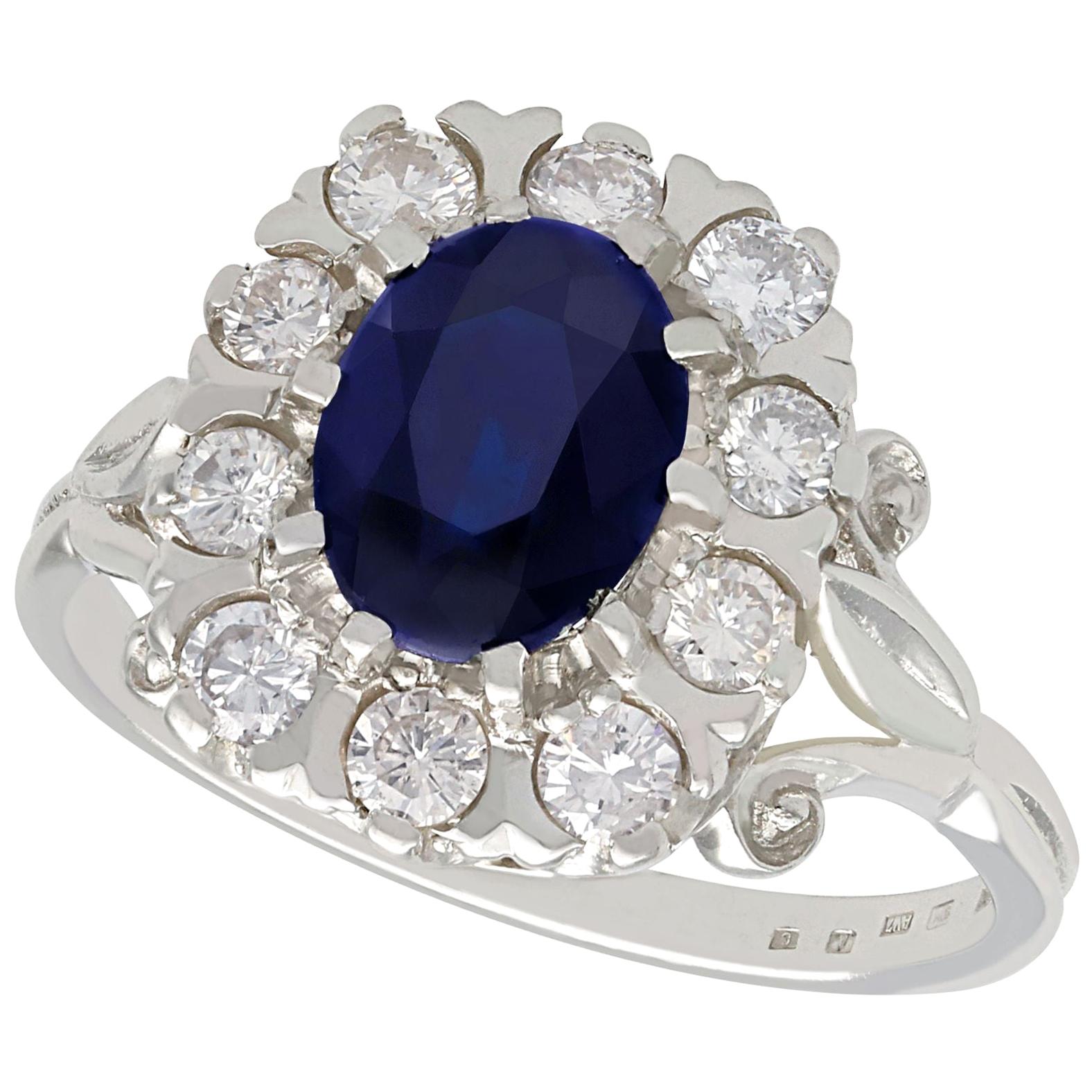 2.85 Carat Sapphire and Diamond White Gold Cocktail Ring