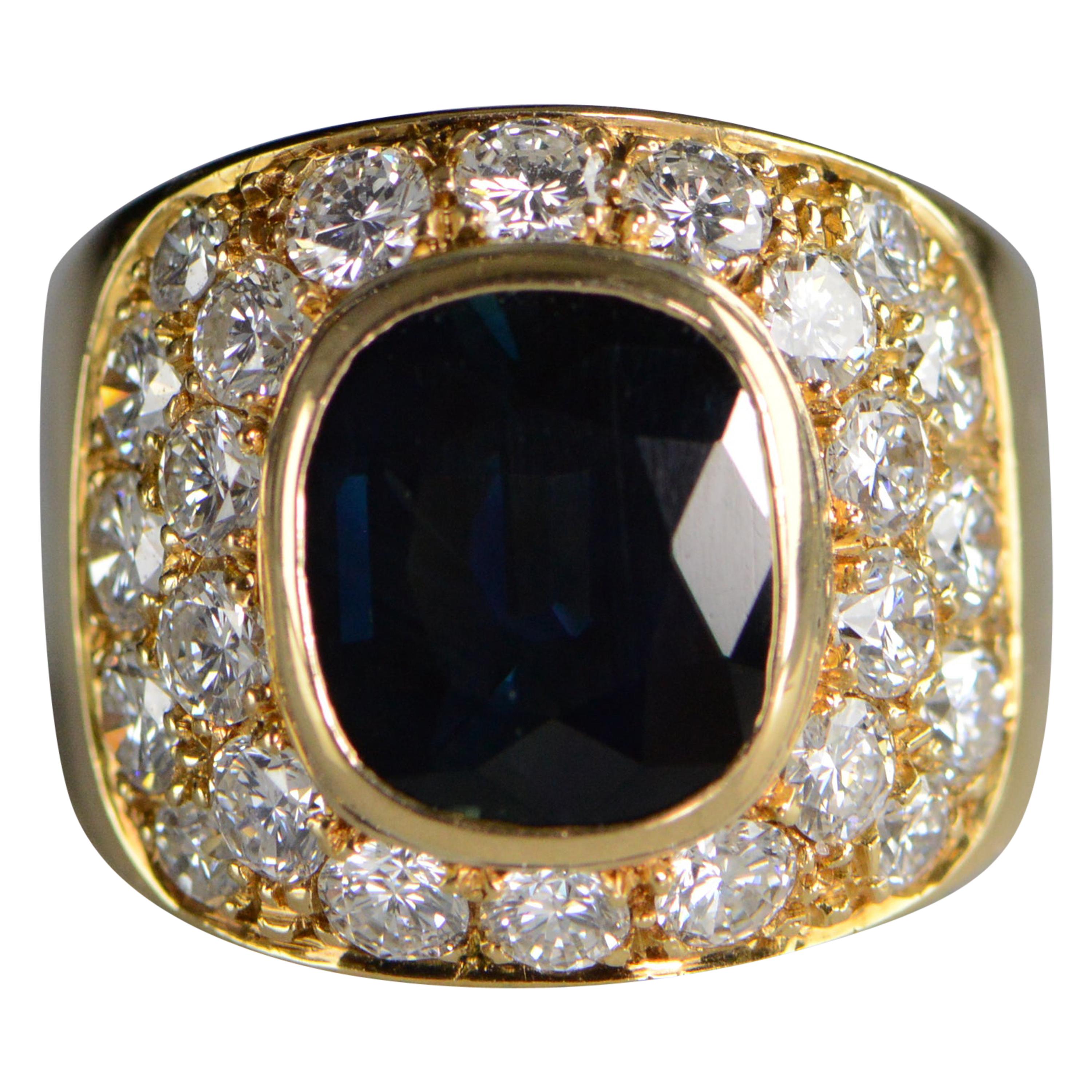 2.85 Carat Sapphire Diamond Accented Gold Ring For Sale