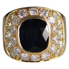 2.85 Carat Sapphire Diamond Accented Gold Ring