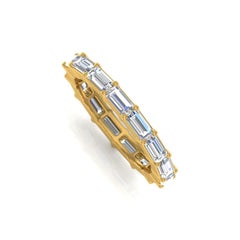 2.85 Carat SI Clarity HI Color Baguette Diamond Yellow Gold Eternity Band Ring