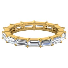 2.85 Carat SI Clarity HI Color Baguette Diamond Yellow Gold Eternity Band Ring