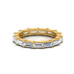 2.85 Carat SI Clarity HI Color Baguette Diamond Yellow Gold Eternity Band Ring