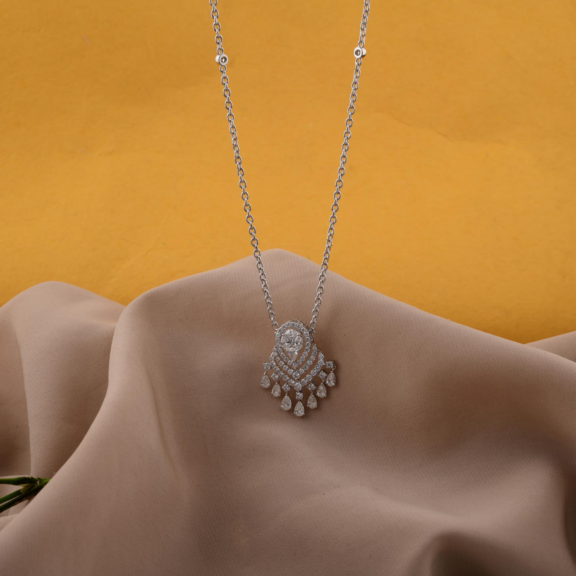 Modern 2.85 Carat SI/H Multi Brilliant Cut Diamond Pendant Necklace 18 Karat White Gold For Sale