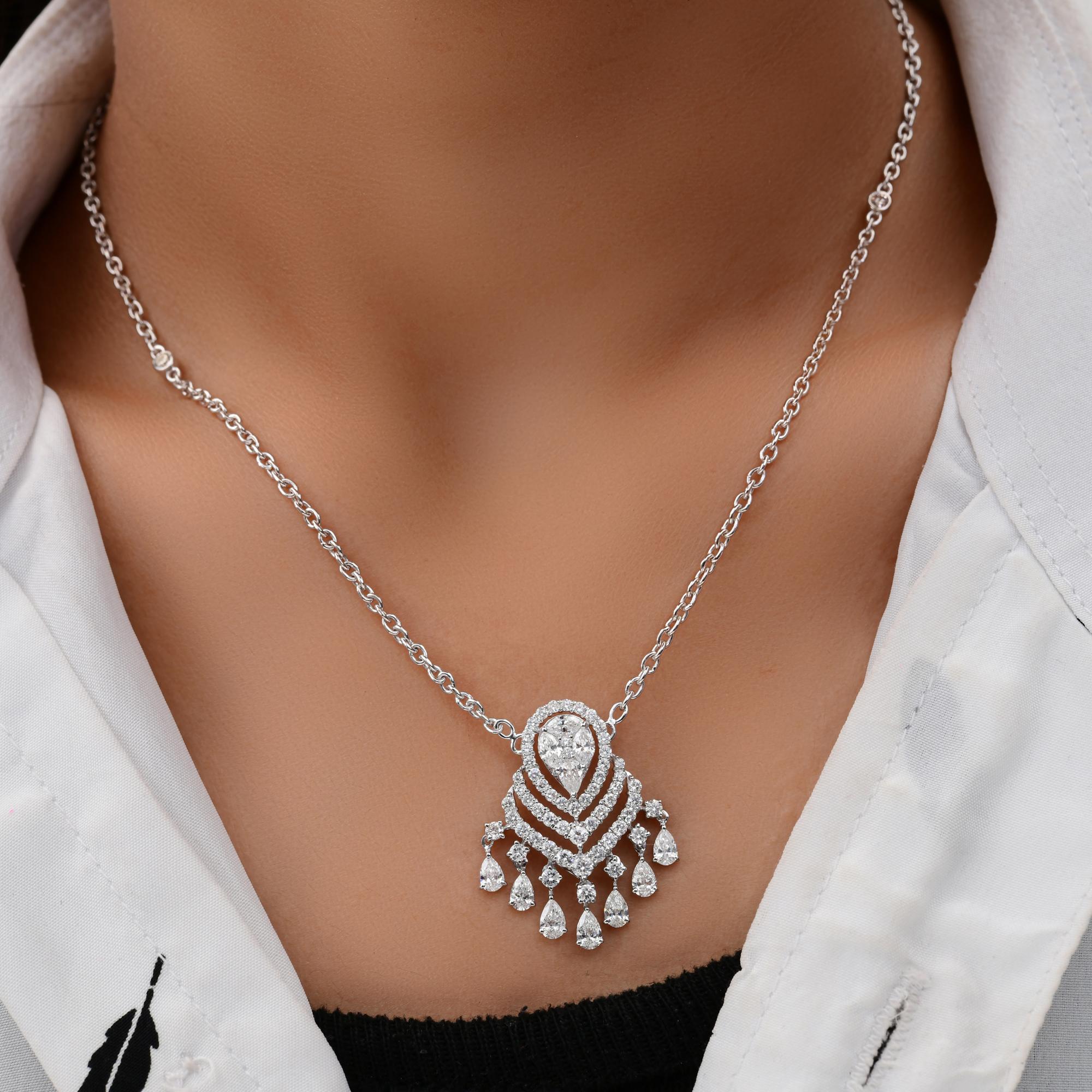 2.85 Carat SI/H Multi Brilliant Cut Diamond Pendant Necklace 18 Karat White Gold In New Condition For Sale In Diera, Dubai