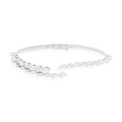 Pulsera brazalete con diamantes talla pera brillante SI/H de 2,85 quilates Oro blanco 18k