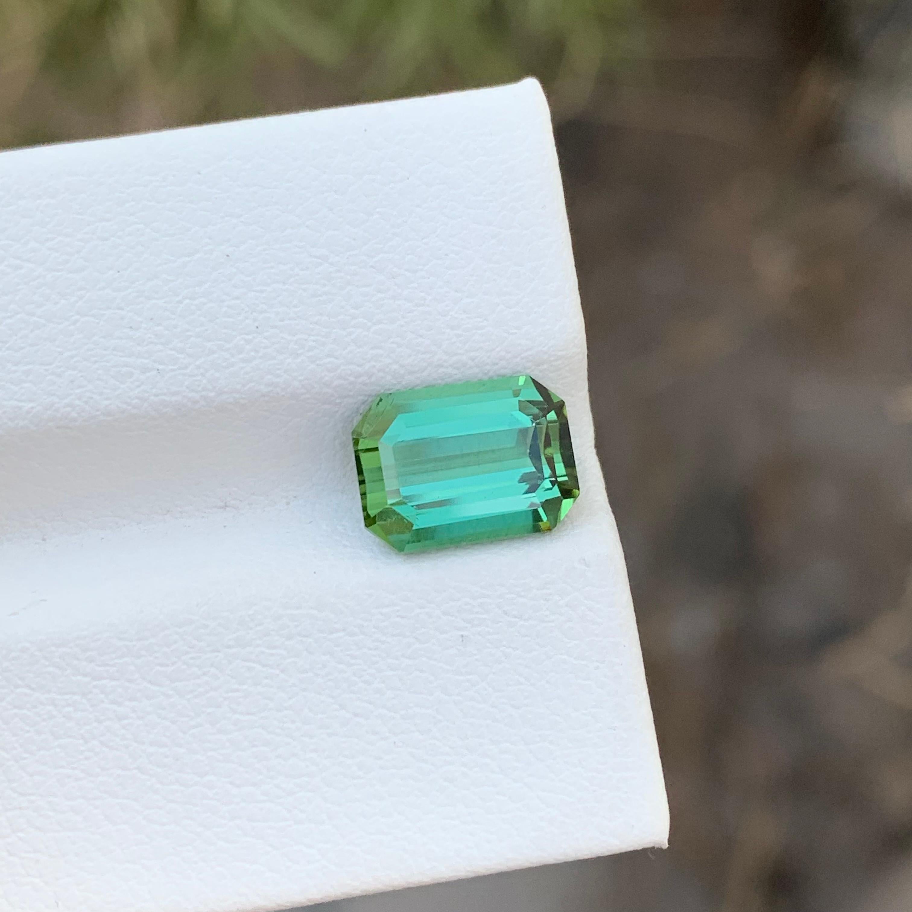 2.85 Carats Natural Loose Emerald Shape Mint Tourmaline Gem For jewellery  For Sale 4