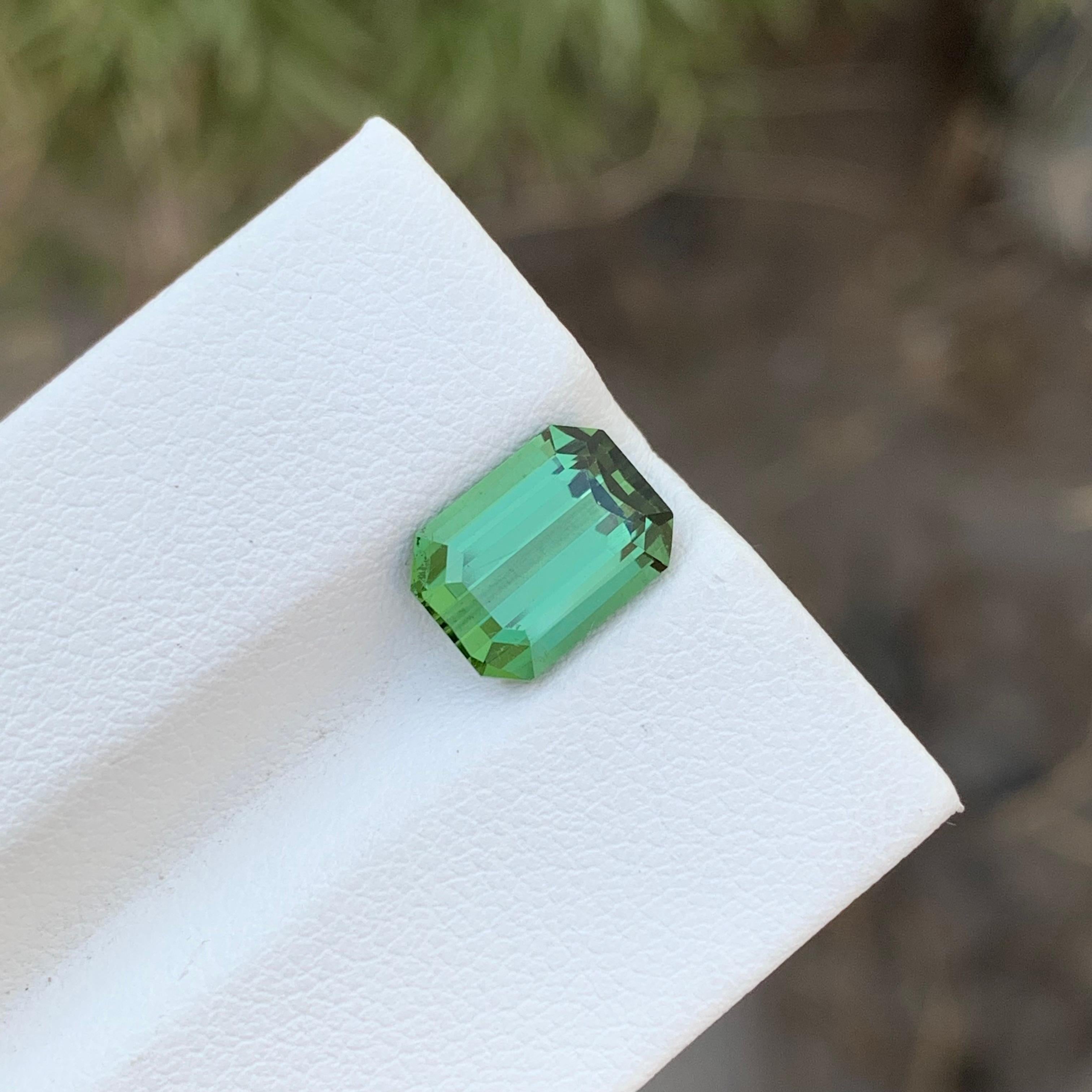 Women's or Men's 2.85 Carats Natural Loose Emerald Shape Mint Tourmaline Gem For jewellery  For Sale