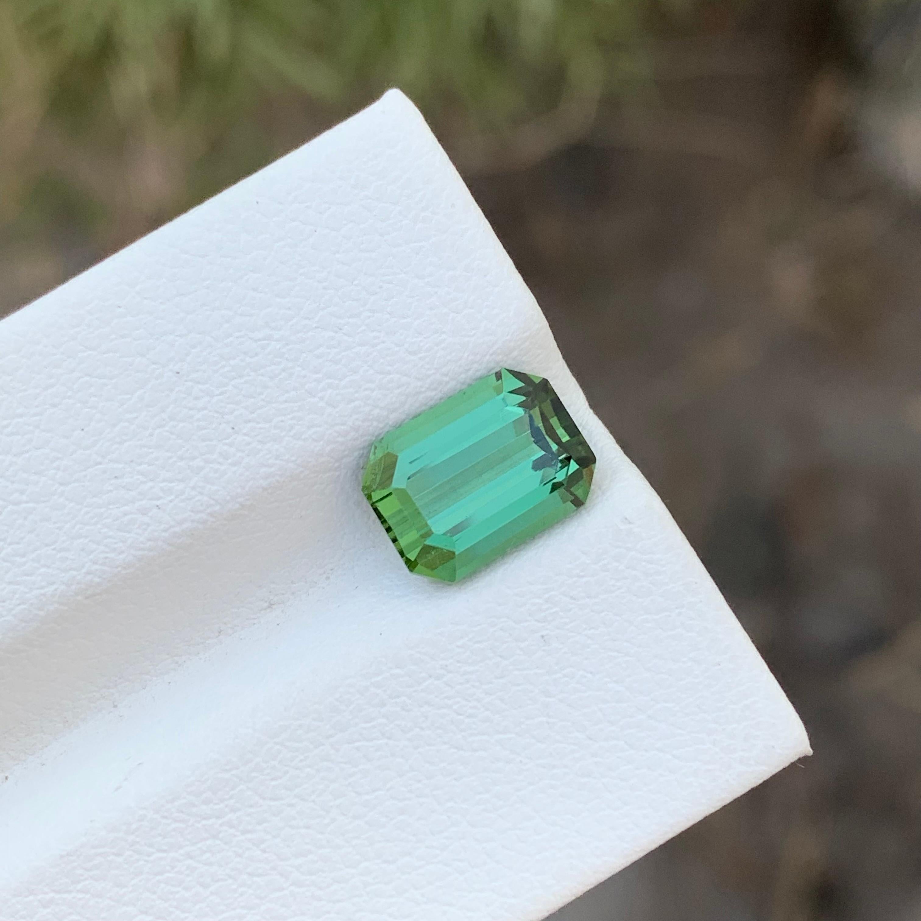 2.85 Carats Natural Loose Emerald Shape Mint Tourmaline Gem For jewellery  For Sale 1