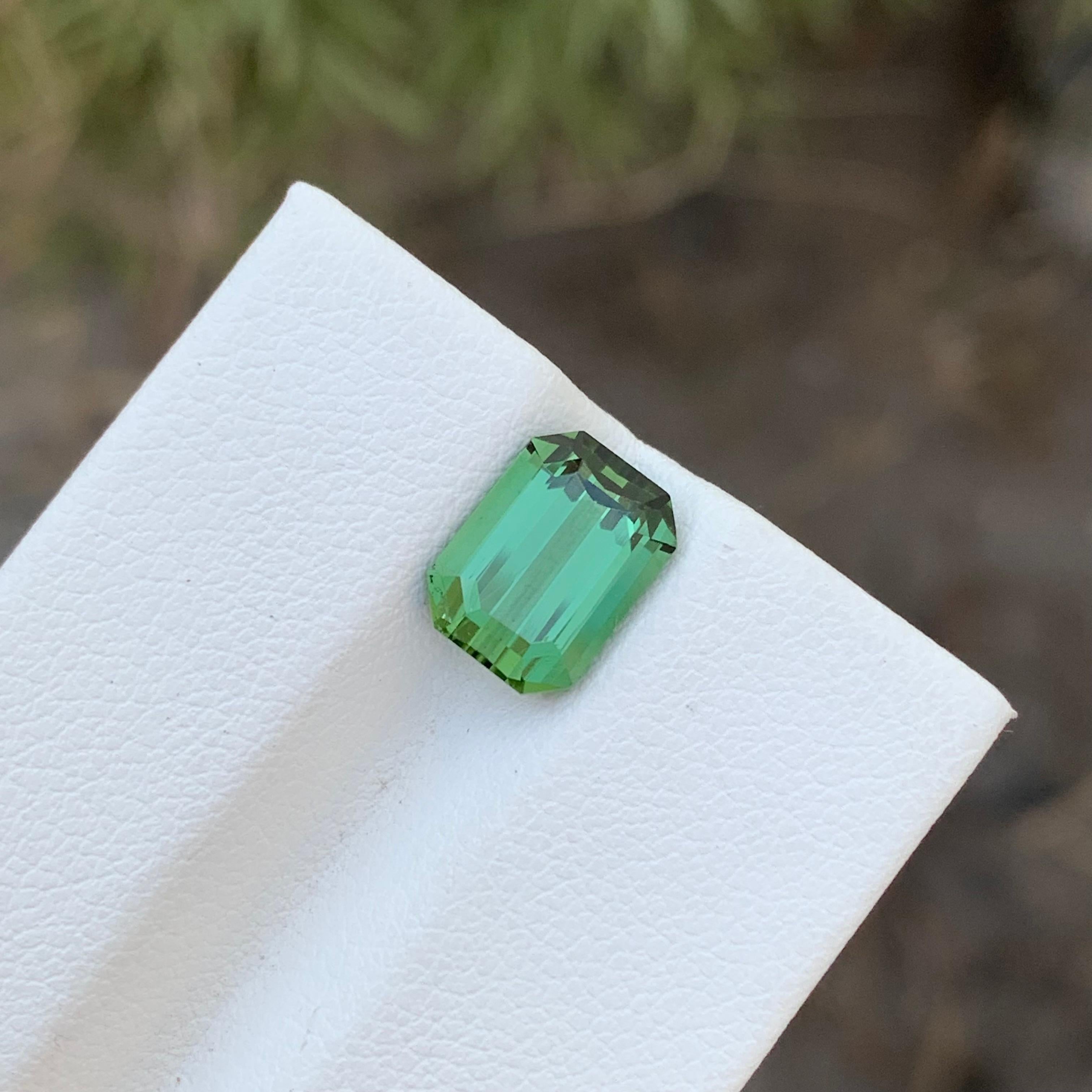 2.85 Carats Natural Loose Emerald Shape Mint Tourmaline Gem For jewellery  For Sale 2