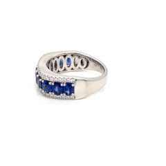2.85 Carats Pave Sapphire Ring band with Diamonds in 18k Gold
