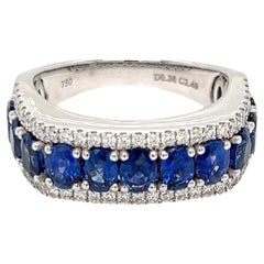 2.85 Carats Pave Sapphire Ring band with Diamonds in 18k Gold