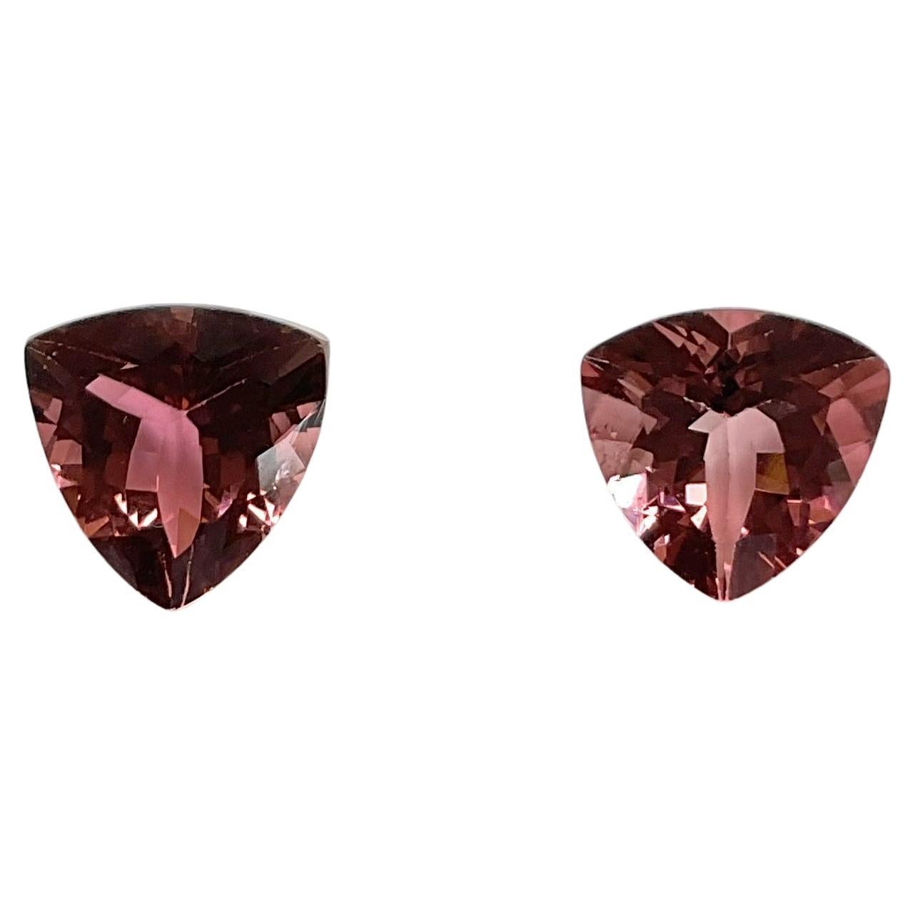 2.85 Carats Tourmaline Trillion 2 Pcs Faceted Cut stone Top Quality Natural Gems