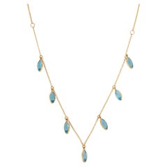 2.85 Ct Marquise Cut Blue Topaz Chain Necklace Enhancer in 18K Yellow Gold