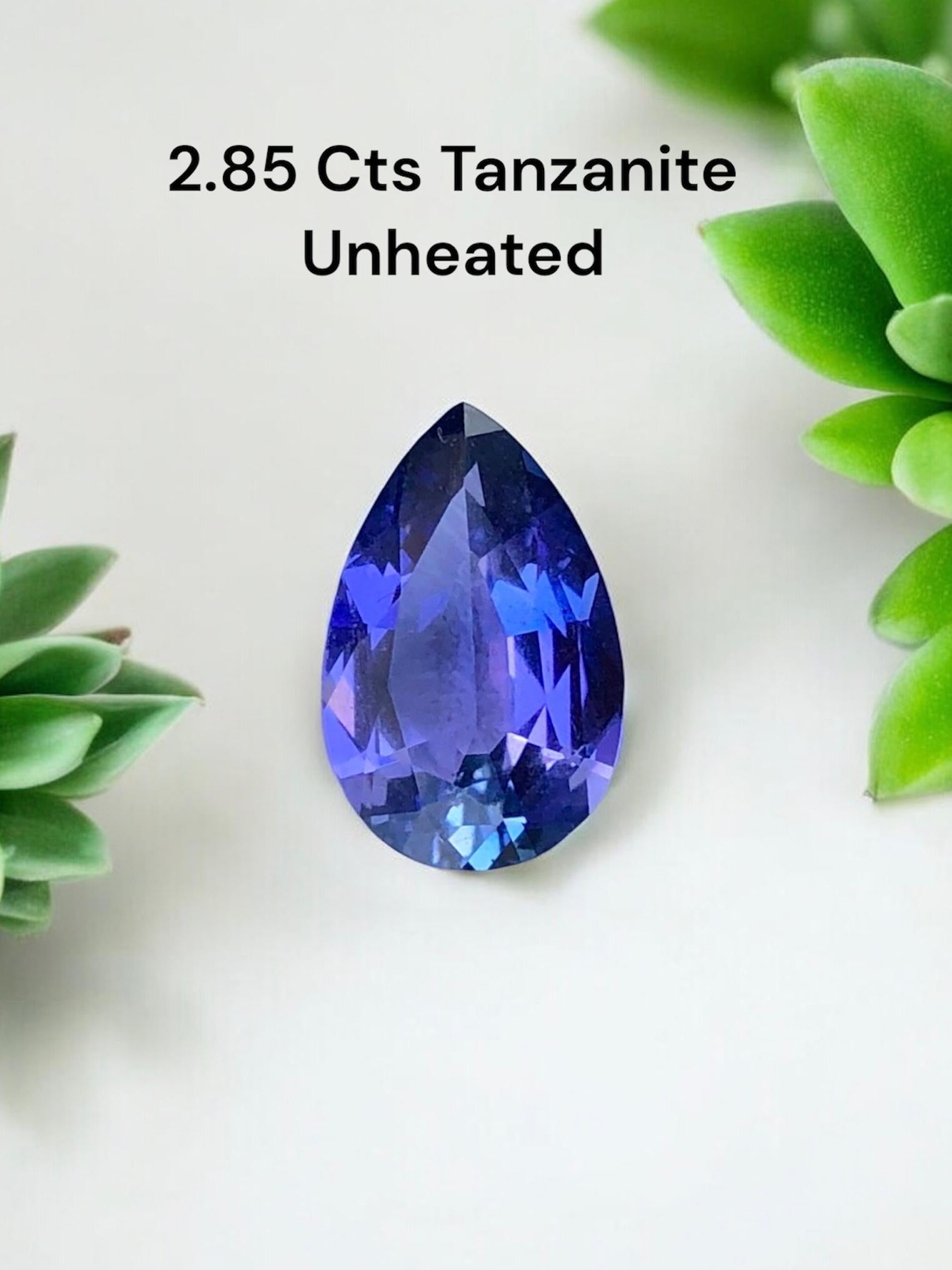 2,85 carati di tanzanite naturale non riscaldata Pietra preziosa tagliata di precisione Qualità occhio pulito in vendita 3