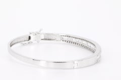 2.85 CTW Baguette & Round Diamond Hinged Bangle Bracelet in 14K White Gold