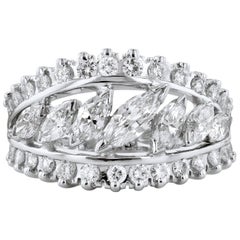 2.85 Carat Marquise and Round Diamond Ring set in 14 karat White Gold Size 6