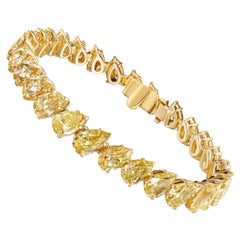 28.50 Carat Yellow Pear Shaped Diamond Bracelet