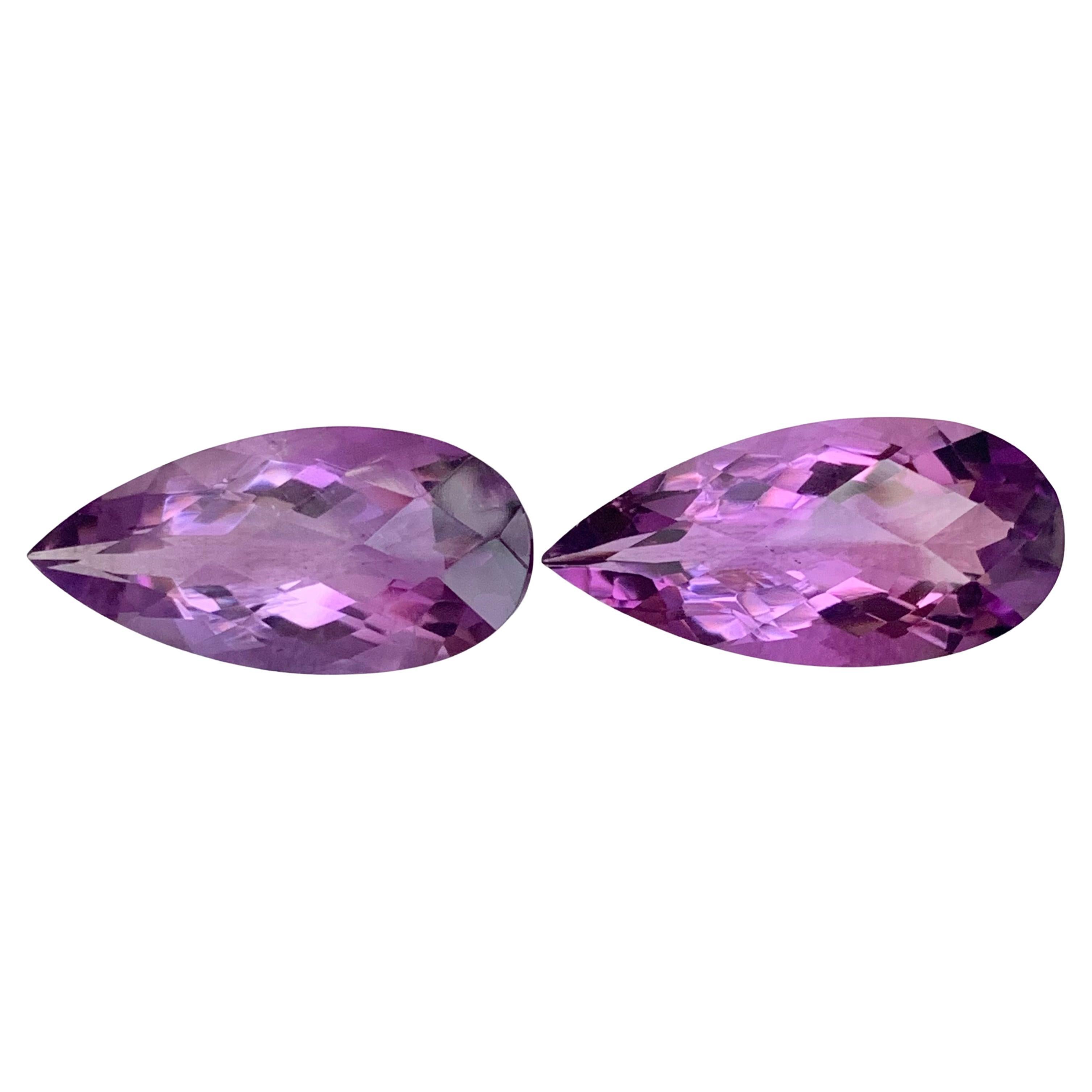 28.55 Carats Amethyst Pair Natural Loose Gemstone (Améthyste en paire) en vente