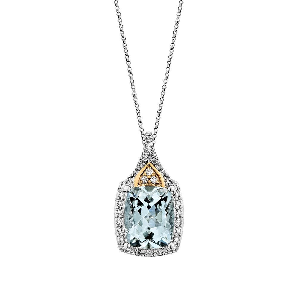 Contemporary Sunita Nahata Aquamarine 2.85ct. Pendant in 18KWRG with Diamond. For Sale