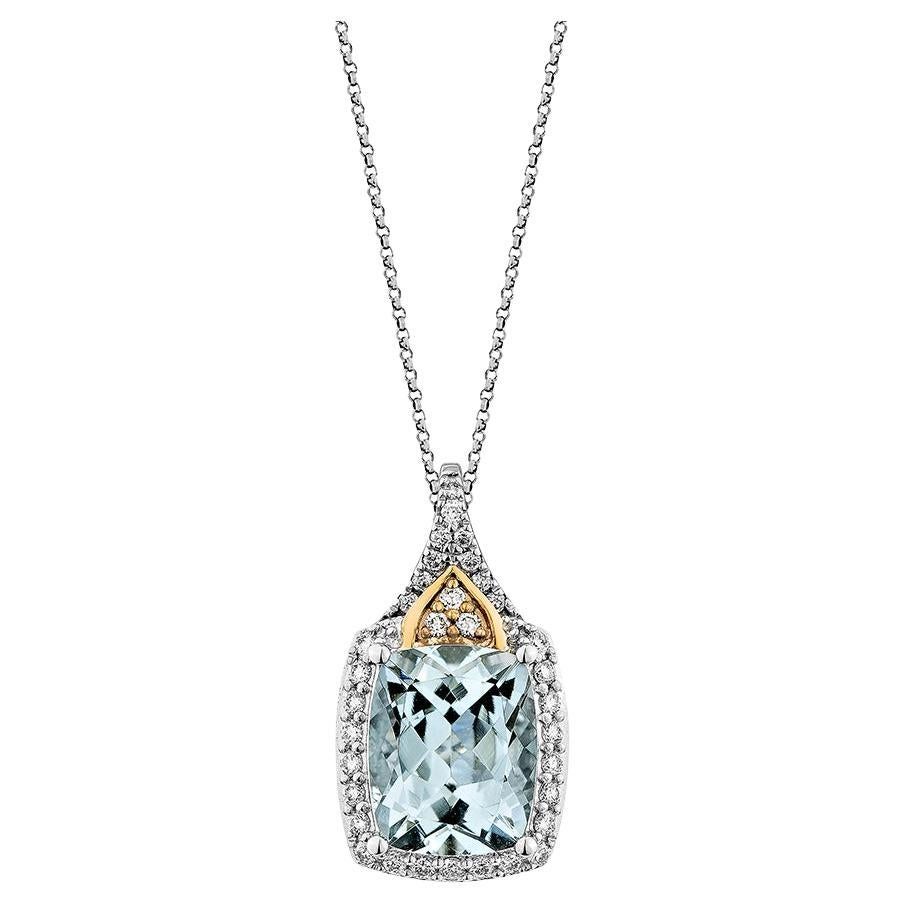 Sunita Nahata Aquamarine 2.85ct. Pendant in 18KWRG with Diamond. For Sale