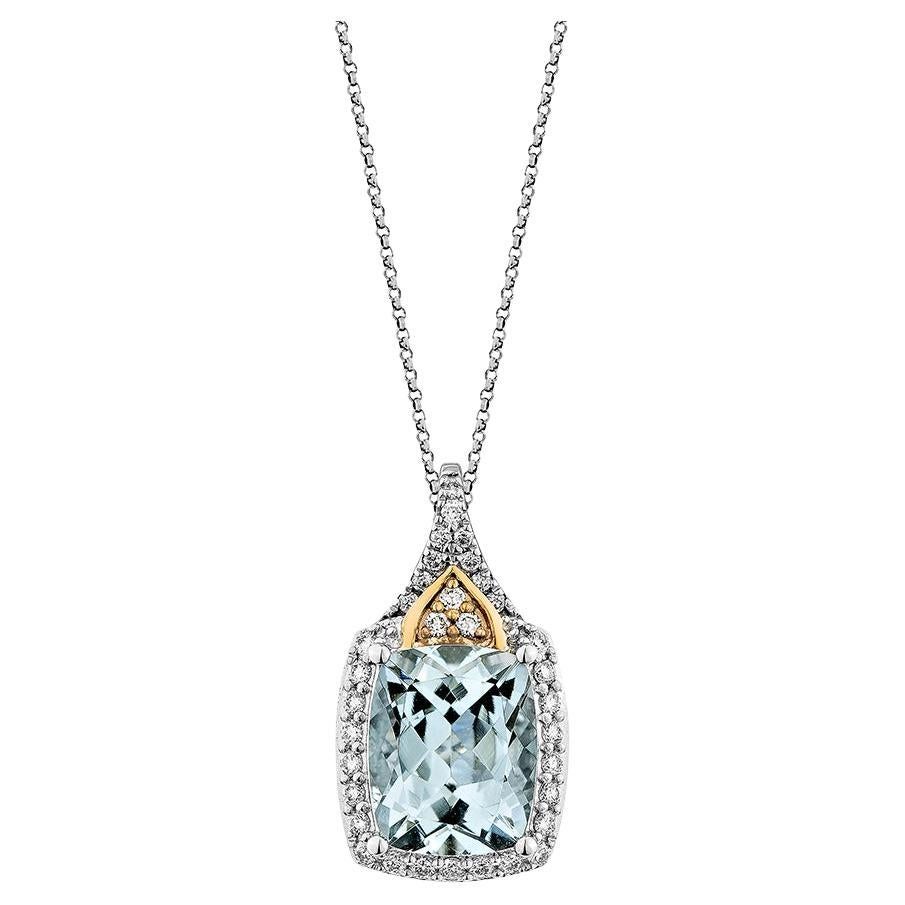 2.85 Carat Aquamarine Pendant in 18Karat White Rose Gold with White Diamond.