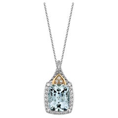 2.85 Carat Aquamarine Pendant in 18Karat White Rose Gold with White Diamond.