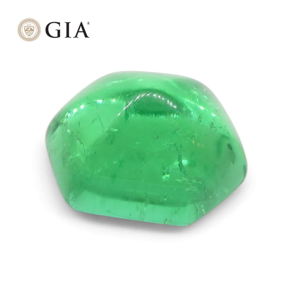 This is a stunning GIA Certified Emerald 


The GIA report reads as follows:

GIA Report Number: 6237190396
Shape: Hexagonal
Cutting Style: Cabochon
Cutting Style: Crown: 
Cutting Style: Pavilion: 
Transparency: Transparent
Colour:
