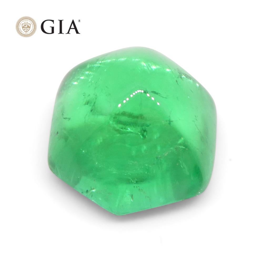 2.85ct Hexagonal Cabochon Green Emerald GIA Certified Colombia   For Sale 6