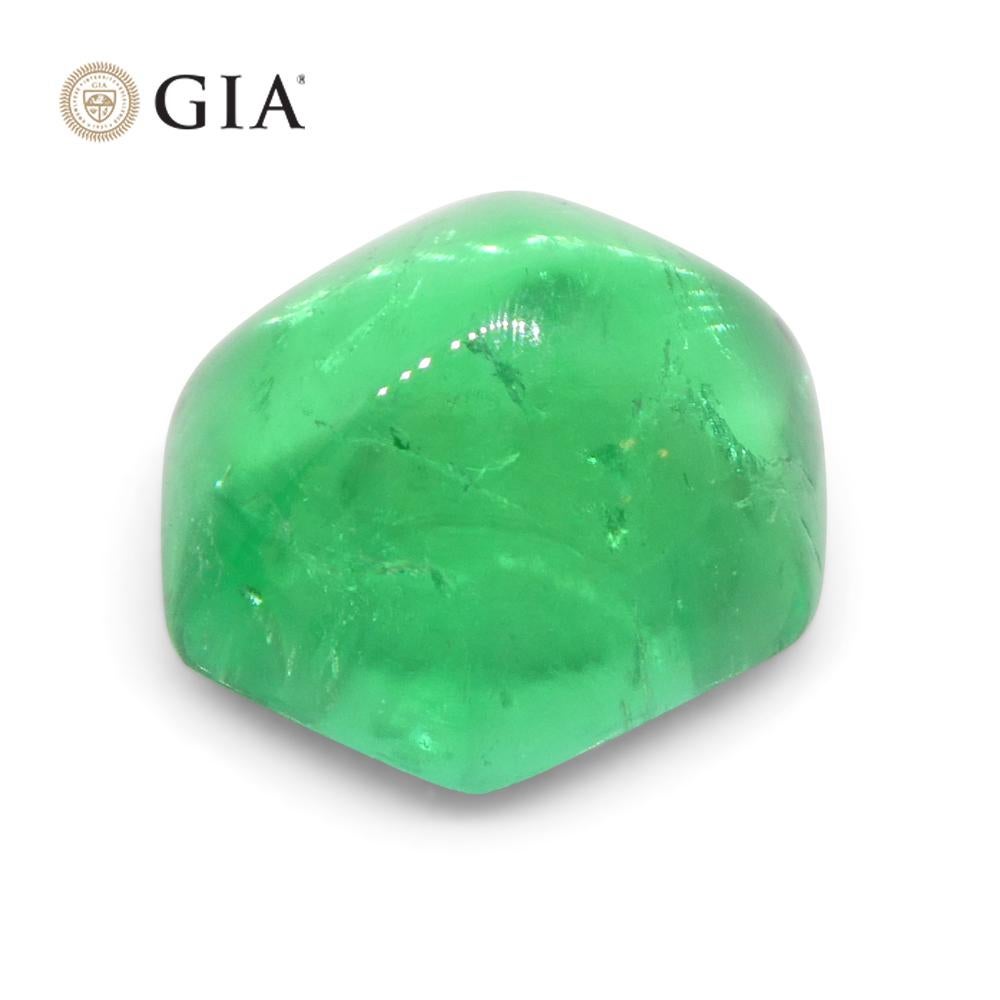 2.85ct Hexagonal Cabochon Green Emerald GIA Certified Colombia   For Sale 7