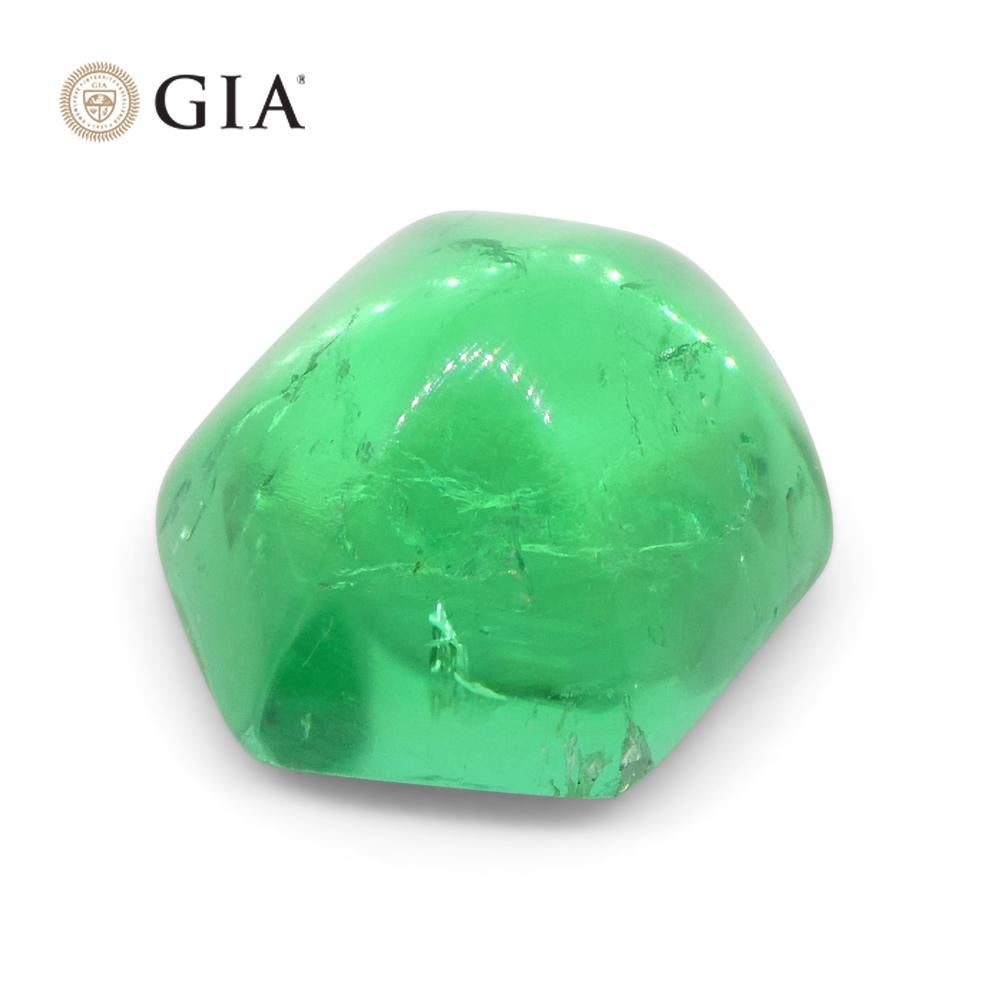 2.85ct Hexagonal Cabochon Green Emerald GIA Certified Colombia   For Sale 8