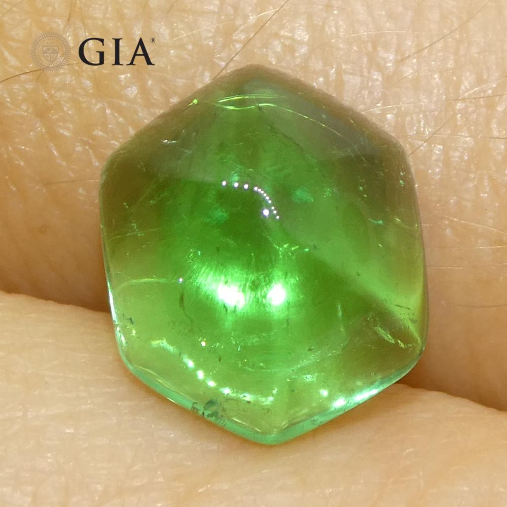Émeraude verte cabochon hexagonale de 2,85 carats certifiée GIA de Colombie en vente 8