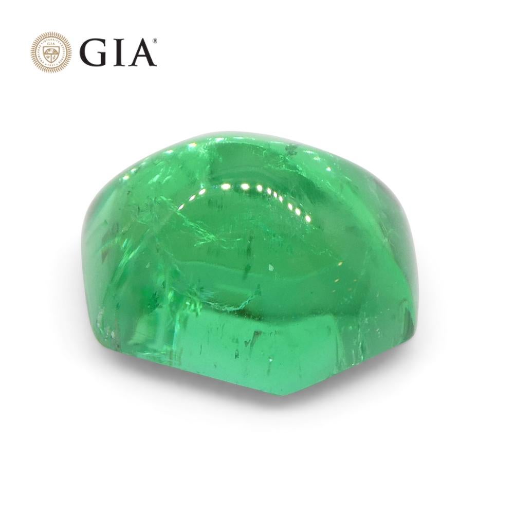 2.85ct Hexagonal Cabochon Green Emerald GIA Certified Colombia   For Sale 1