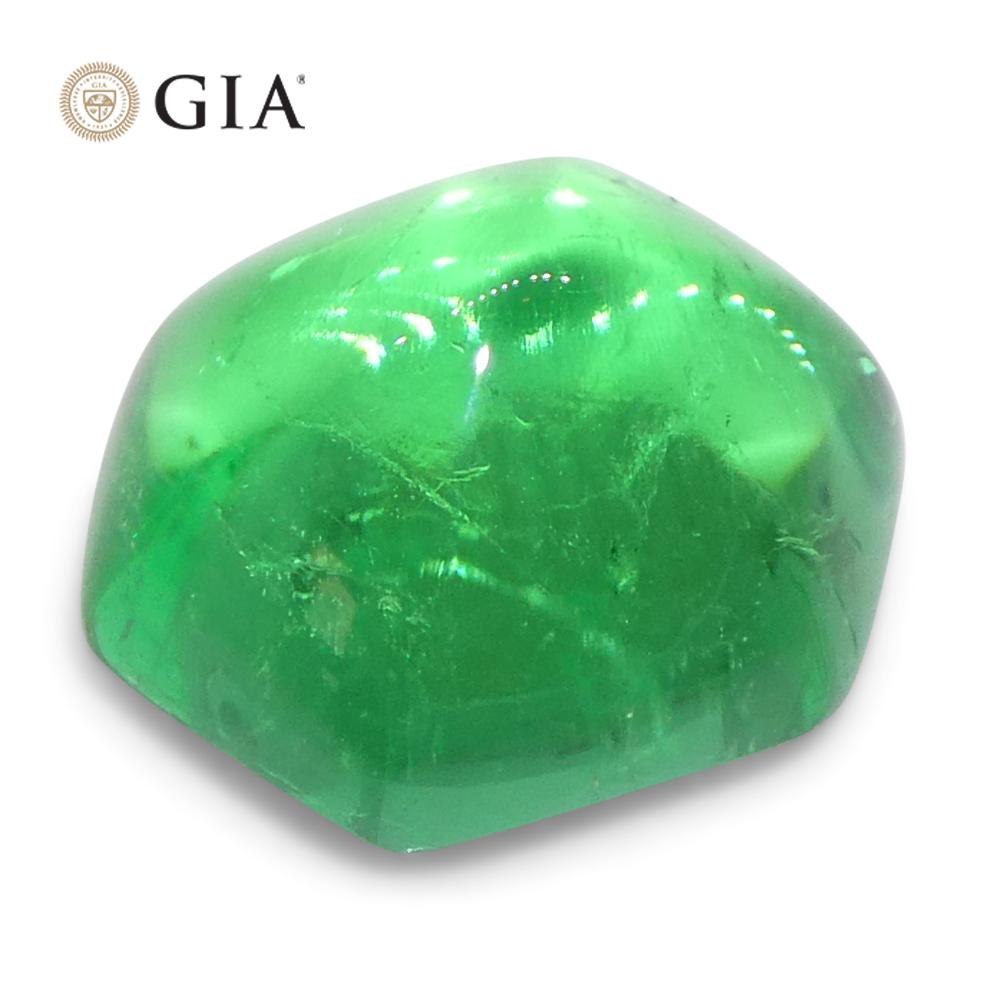 Émeraude verte cabochon hexagonale de 2,85 carats certifiée GIA de Colombie en vente 1