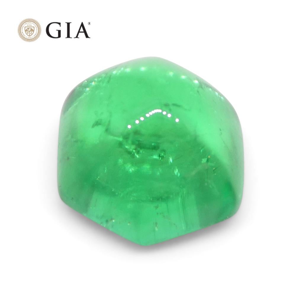 2.85ct Hexagonal Cabochon Green Emerald GIA Certified Colombia   For Sale 5