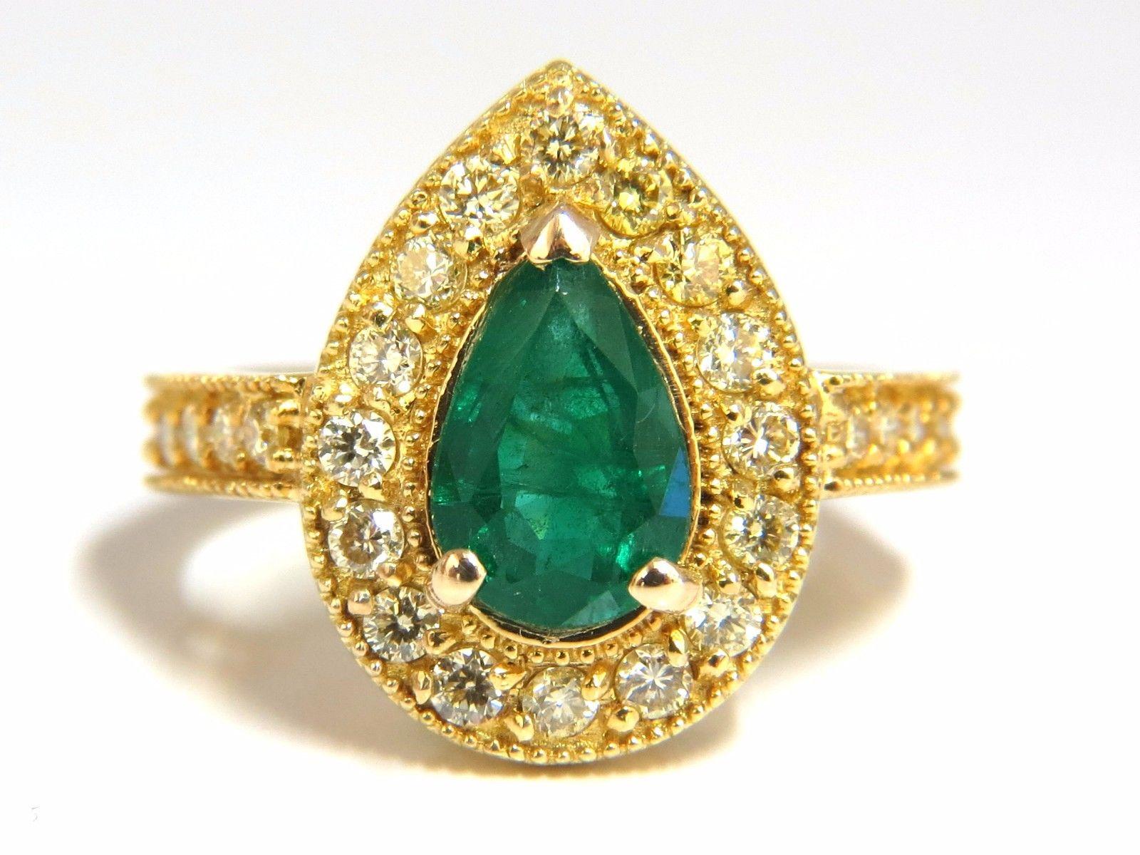 Anello con diamante naturale a pera brillante 2,85ct 14kt G/Vs +Gialli di fantasia in vendita 3