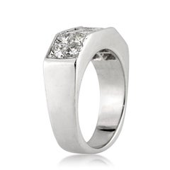 2.85ct Princess Cut Diamond Men's Wedding Band in 18K White Gold