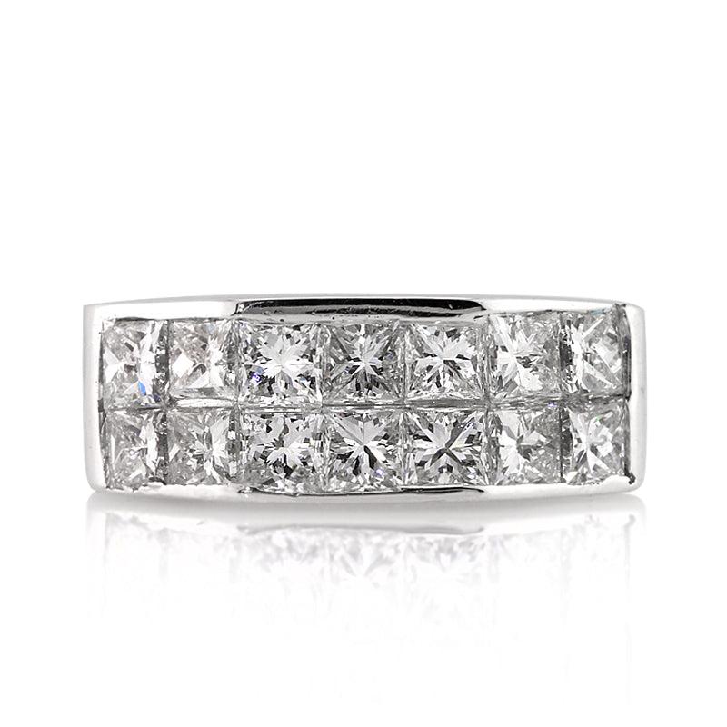 2.85ct Princess Cut Diamond Men
s Wedding Band in 18K White Gold
