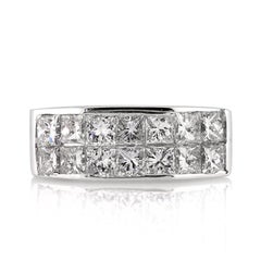 2.85ct Princess Cut Diamond Men
s Wedding Band in 18K White Gold