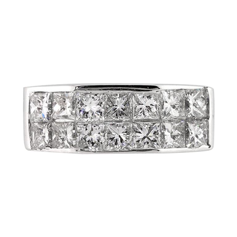 2.85ct Princess Cut Diamond Men
s Wedding Band in 18K White Gold